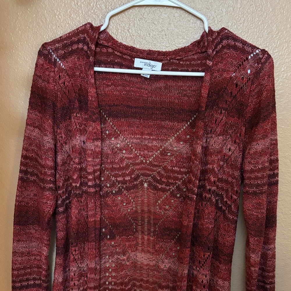 Indigo Burgundy Patterned Cardigan - Picture 3 of 4
